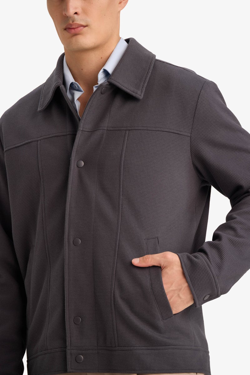DeFacto Grey Man Polo Neck Jacket Casual - Image 4